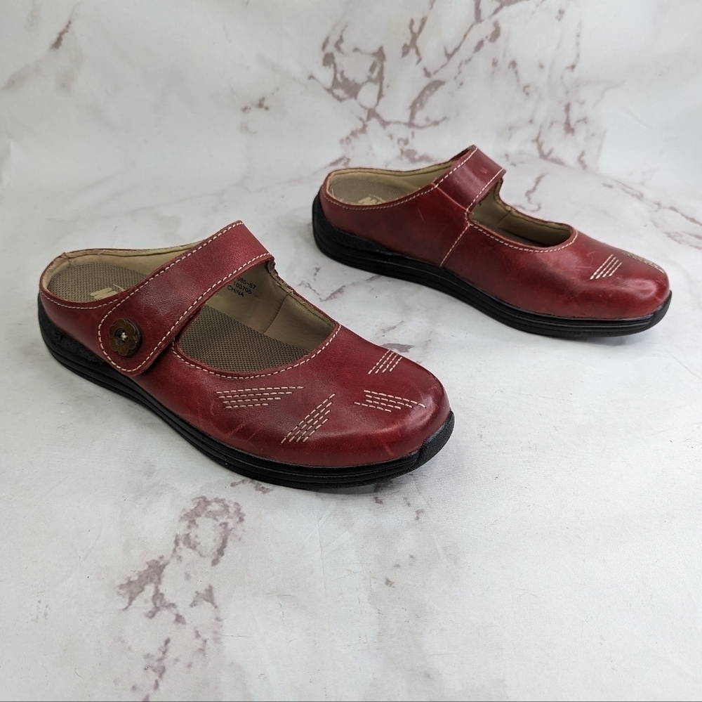 Drew Mary Jane Womens Size 38 US 8 Red Shoes Sandal Slip On Button Hook Shoes - Picture 6 of 11